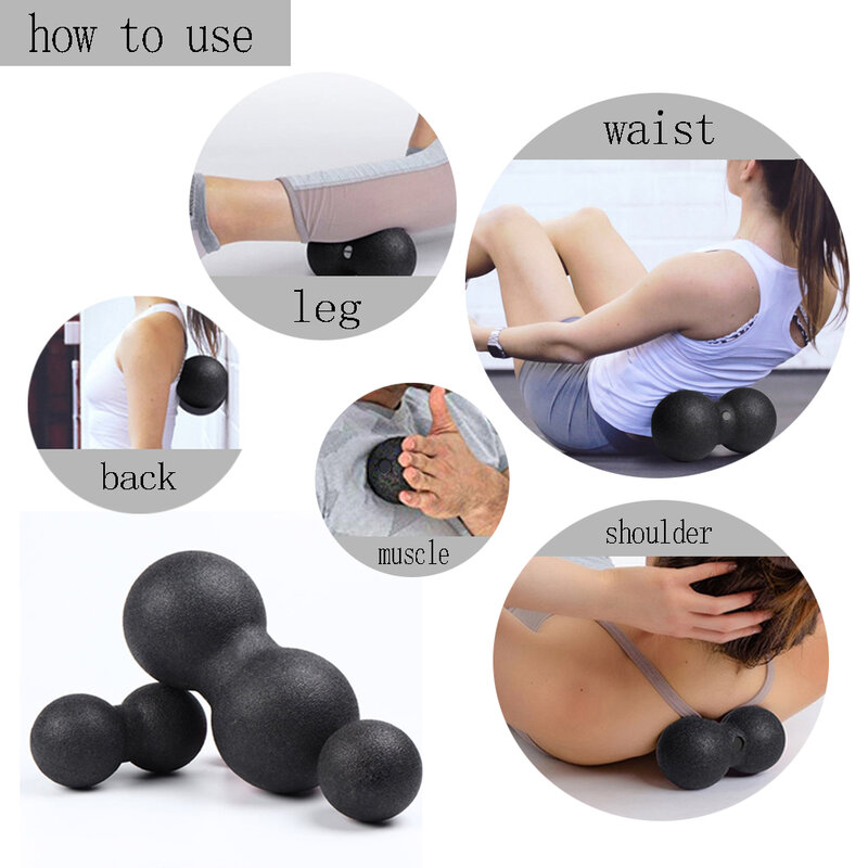 Peanut Massage Acupressure Ball Set Neck Back Trigger Point Massager Myofascial Physical Therapy Release Fitness Yoga Cellulite