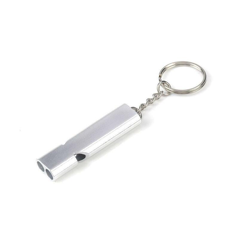 Double-frequency Alloy Tone Team Emergency Survival Whistle Two-Tube Dual Use Sound Head Outdoor Tool Keychain 120 dB 55*15*8mm
