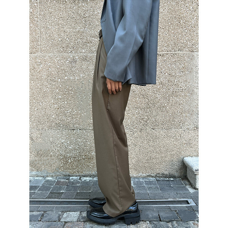 UMI MAO Yamamoto 2022 Celana Blazer Kasual Longgar Lurus Musim Semi Baru Celana Panjang Ramping Pinggang Tinggi Wanita Y2K