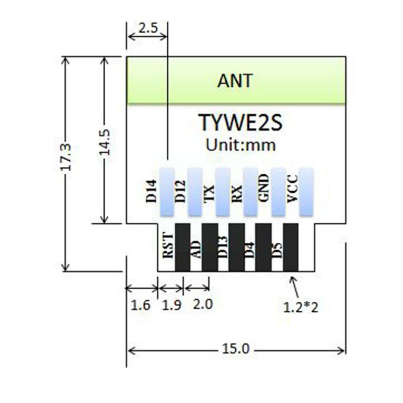 와이파이 모듈 Esp-02s Tywe2s 직렬 골든 핑거 패키지, 투명 무선 전송, Esp8266, Esp8285, E1p4 호환