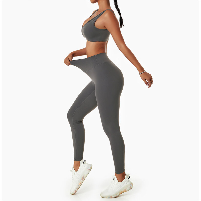 Yoga Set 2 pezzi tuta da donna allenamento senza cuciture abbigliamento sportivo abbigliamento da palestra Leggings a vita alta con coulisse tute sportive Fitness