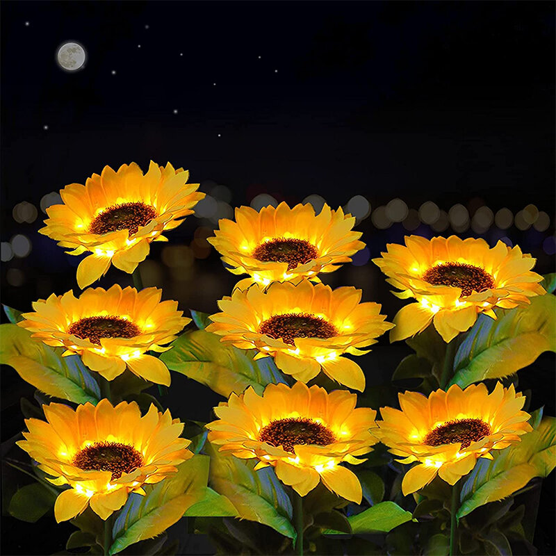 Lampu Taman Luar Ruangan Lampu Halaman Bunga Matahari Surya LED Tahan Air Dekorasi Pemandangan Lampu Pintar Kontrol Lampu Karangan Bunga untuk Pesta