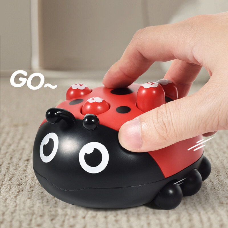 Funny Children's Palm Hands-on Speed Puzzle Game Bee Ladybug Shape Pull Back Toy Car Whack Moles Fingertip Toys for Children