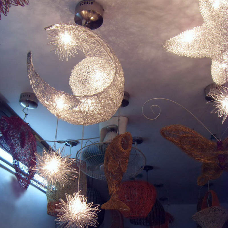 الحديثة قلادة مصابيح السقف القمر ستار الثريا الأطفال غرفة نوم مصباح معلق زينة عيد الميلاد للمنزل تركيبات إضائة