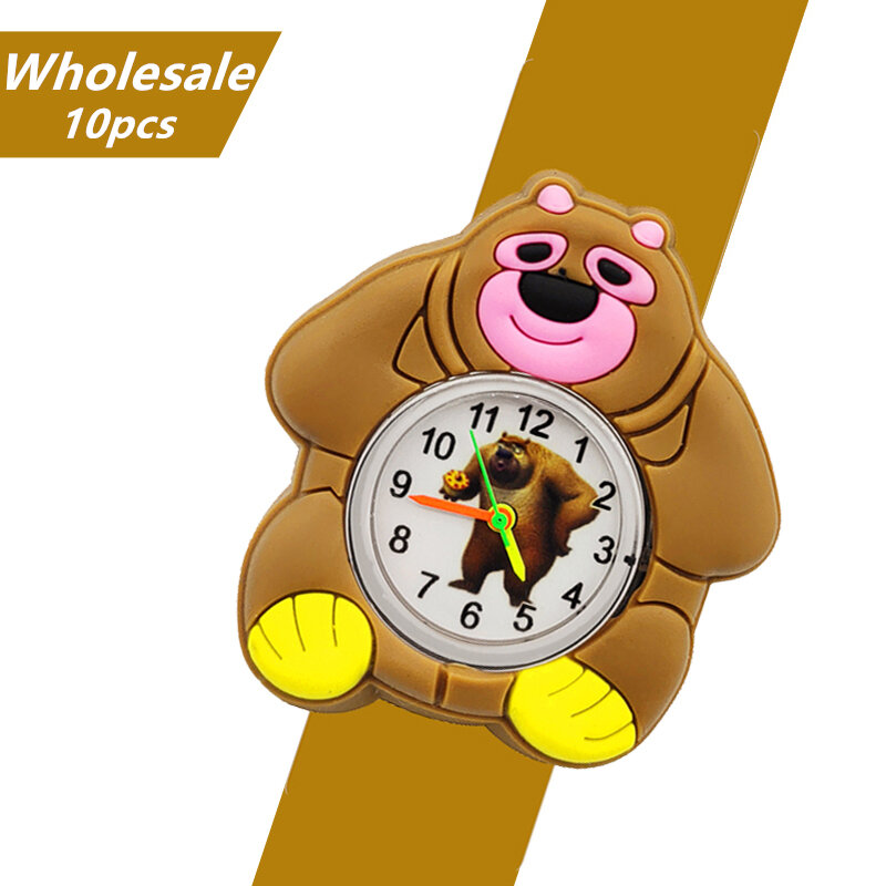 10 шт., детские часы с мультяшным тигром/львом/медведем/пандой/обезьяной/собакой