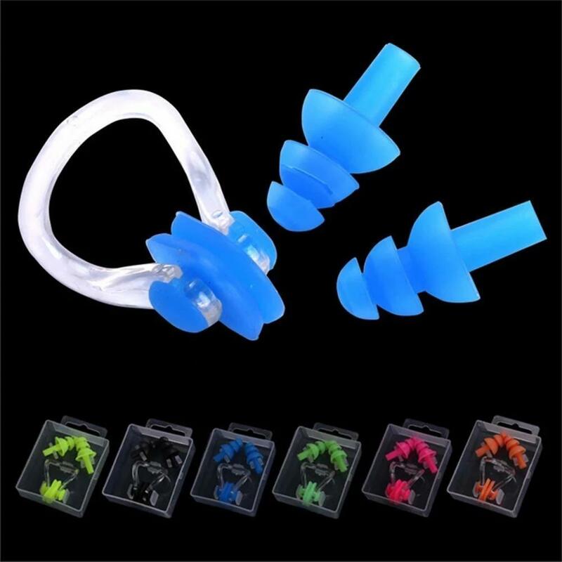 W32 Swimming Earplug Nose Clip Set Three-layer Silicone Waterproof For Surfing Diving Swimming Accessories