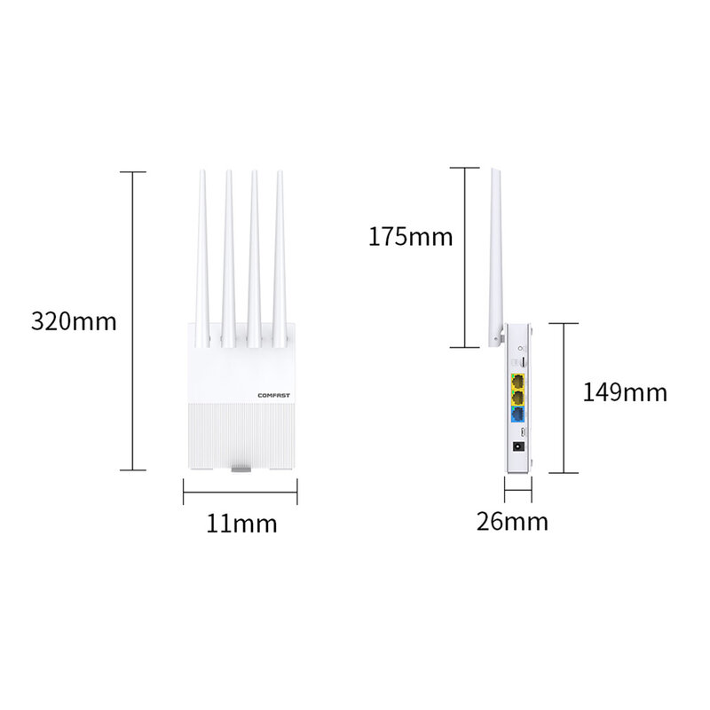 COMFAST E3 4G LTE 2.4GHz FDD TDD TD SCDMA Router wi-fi 4 anteny karta SIM WAN LAN zasięg bezprzewodowy przedłużacz sieci wtyczka amerykańska