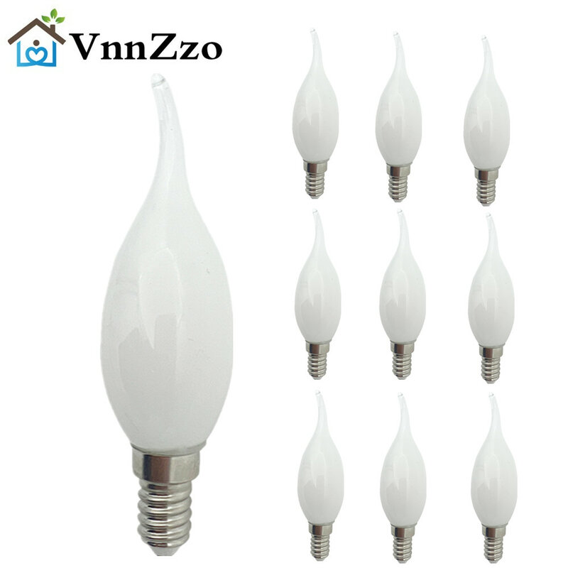 10 sztuk 7W Retro świeca LED żarówka z żarnikiem C35 matowe żarówka E14 Edison śruba światło lampy żyrandol ciepły biały