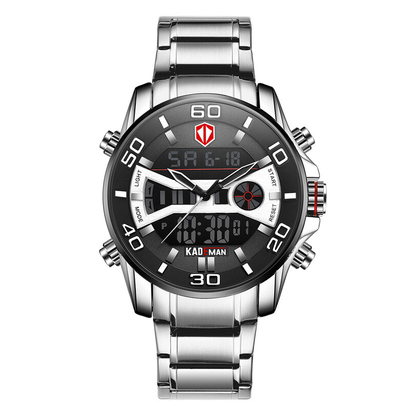 Orologi da uomo LED Dual Display 2 Time Zoon Calendar cronometro orologio sportivo impermeabile multifunzionale per uomo studenti maschi K6171