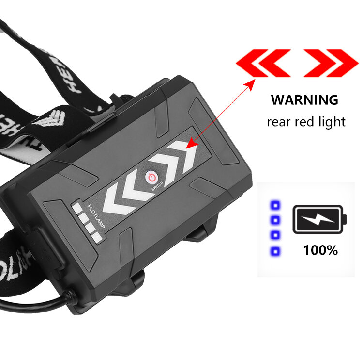 Zoom abbagliamento ricarica USB XHP100 faro Super luminoso montato sulla testa 18650 P50 riparazione pesca esterna speciale faro impermeabile