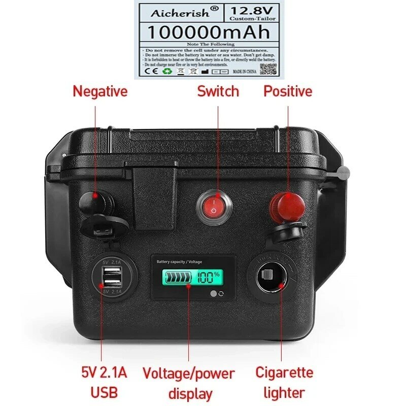 Batteria impermeabile 12.8V 100Ah LiFePO4 12V 40Ah Bluetooth incorporato BMS per Inverter da caccia Camper solare EV con caricabatterie