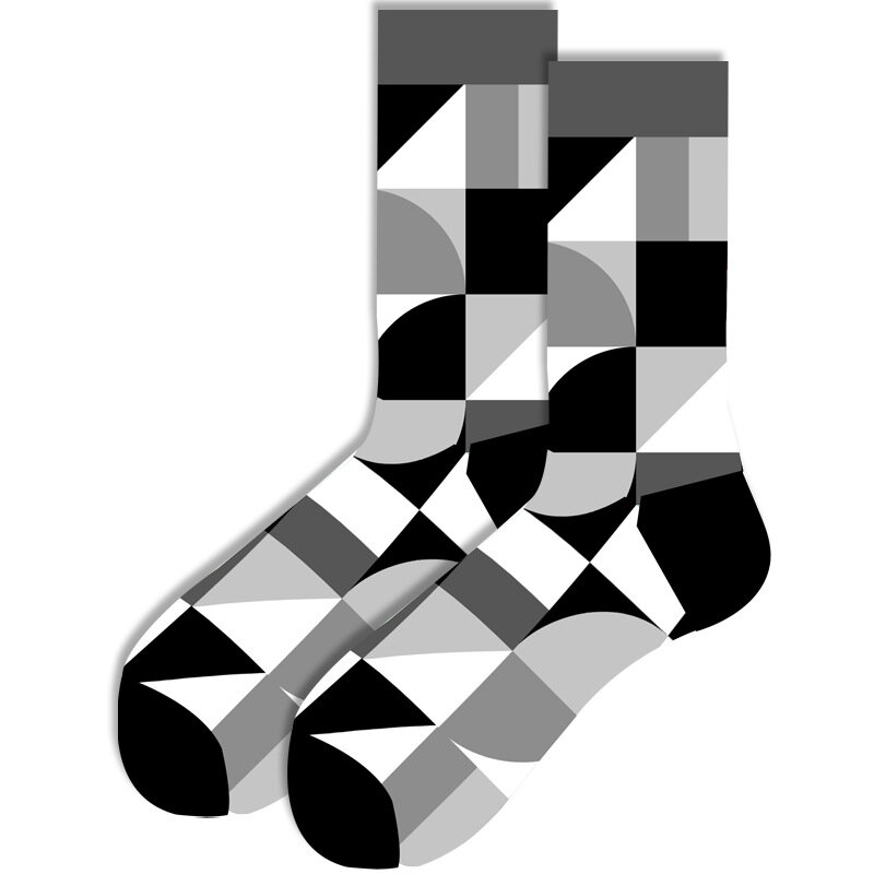New Geometric Socks Ethnic Style Men's Socks Square Socks Street Tide Socks Women's Socks mens  socks