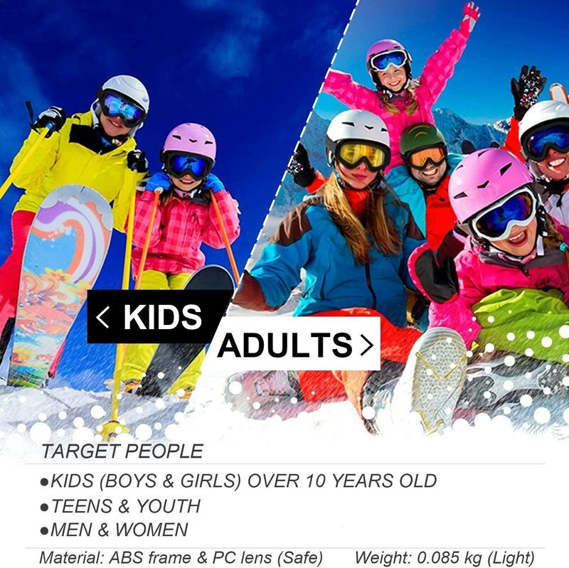 Occhiali da sci, occhiali da moto, occhiali da Snowboard per uomo donna bambini-schiuma di protezione UV antigraffio antipolvere