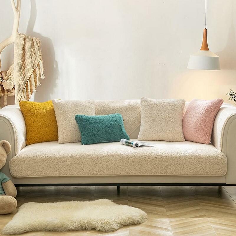 Nowe jednolity kolor pokrowce na sofy ręcznik miękki pluszowy narzuta na sofę do salonu do okna Pad w kształcie litery L ozdoba sofy
