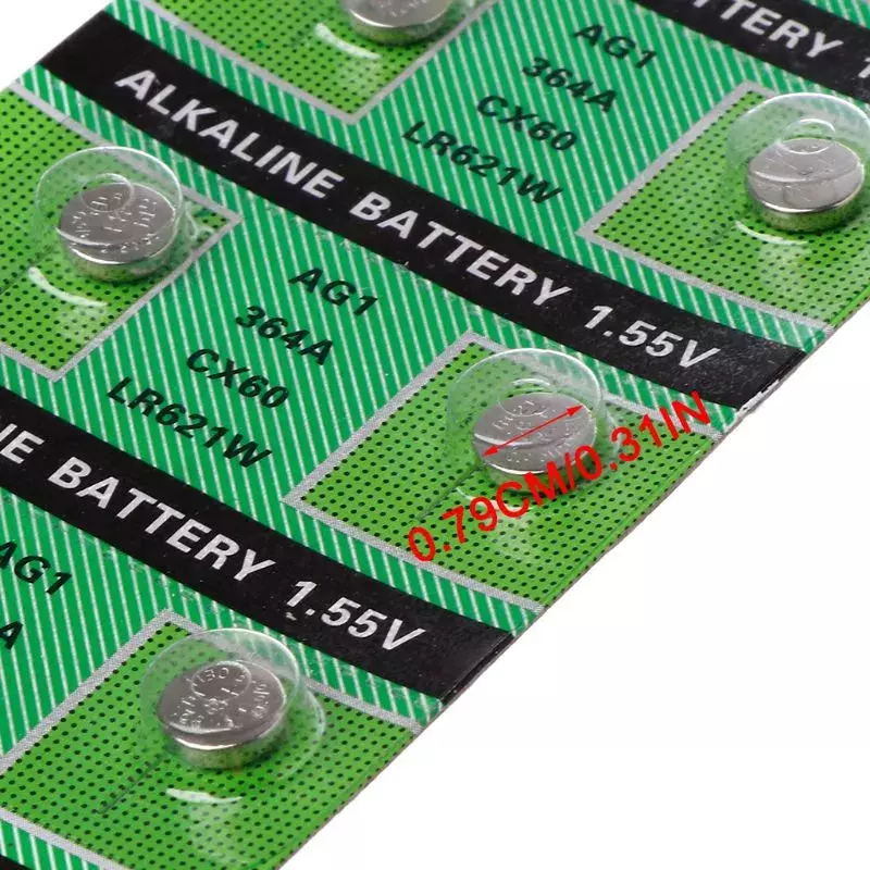 Batteria per orologio da 10 pezzi AG1 1.55V 364 SR621SW LR621 621 LR60 CX60 batterie a bottone alcaline Drop Shipping
