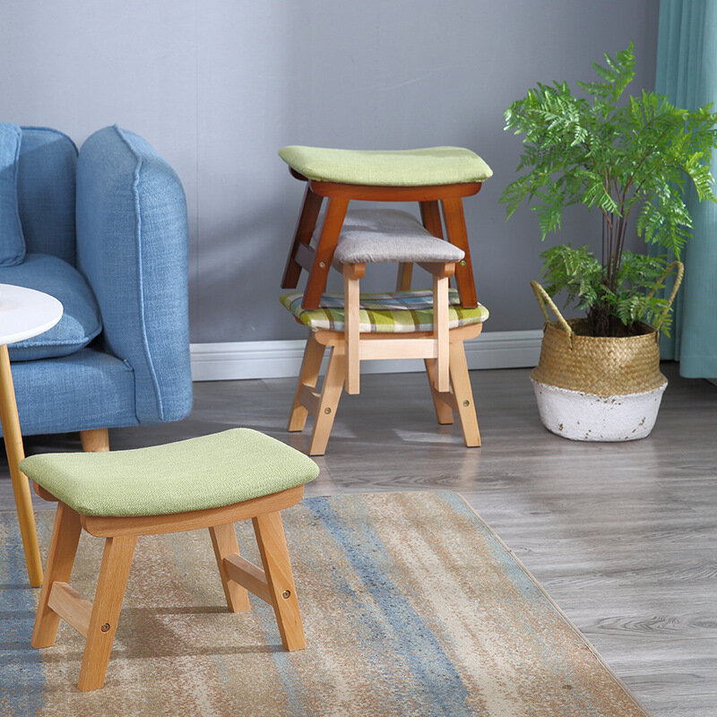 Креативный маленький стул для дома, низкая обувь из массива дерева, журнальный столик, деревянный тканевый Педальный модный диван для взрослых