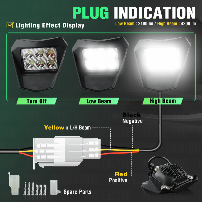 PowerZone-Lumière de sauna LED pour moto, lampe frontale, smile moto, carénage pour KTM, EXC, SXF, MX, D343, vélo Endflats