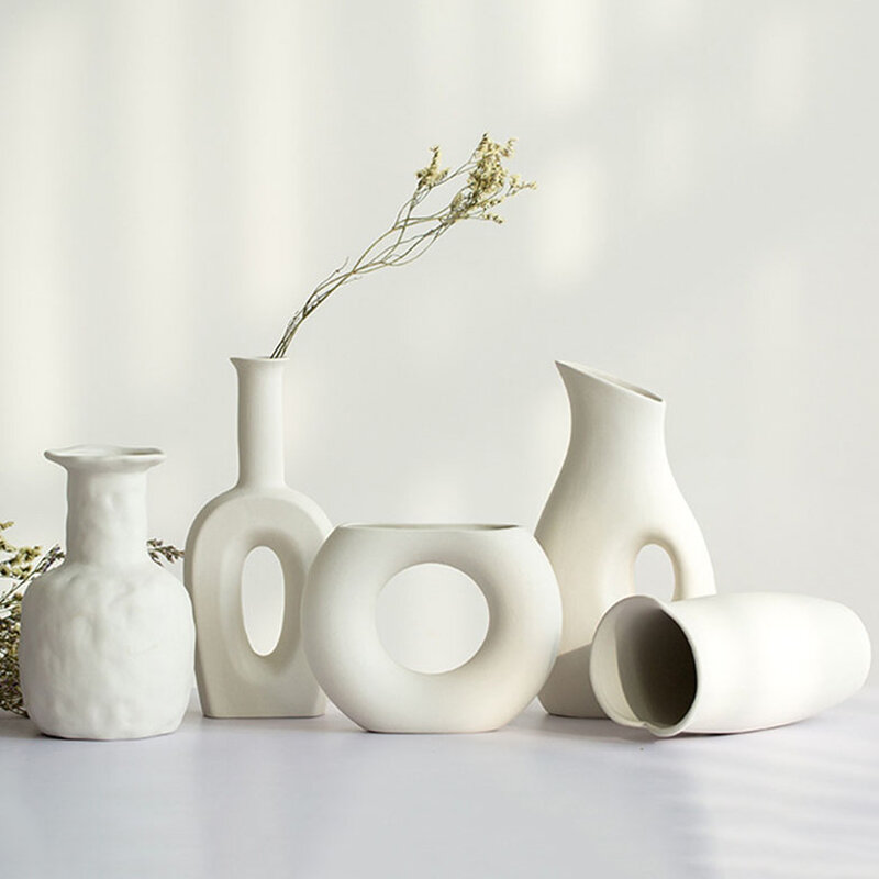 Nordic Simplicity Mini Art Vase Home Decoration Dried Flowers Arrangement Creative Flower Vase Ornament Living Room Decoration
