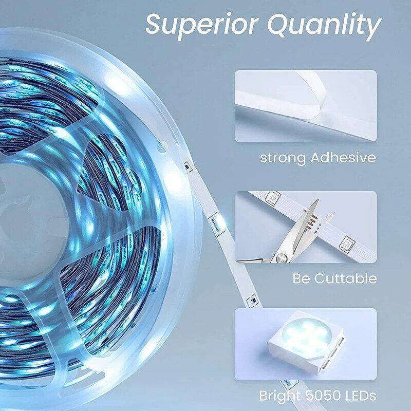 Tira de luces LED para decoración de sala de estar, cinta Flexible de bombillas con Control remoto, Bluetooth, para dormitorio, TUYA