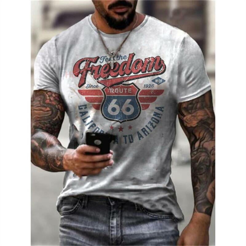 남성용 티셔츠 Z 글자 66 3D 프린팅 반팔 여름 오버사이즈 패션 패치 워크 패턴 티셔츠, 신제품