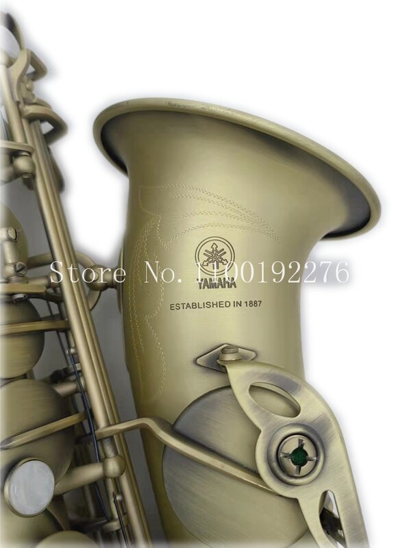 Saxophone Alto Antique finition satin brossé, référence, clé dorée bleue YAS-62 avec accessoires