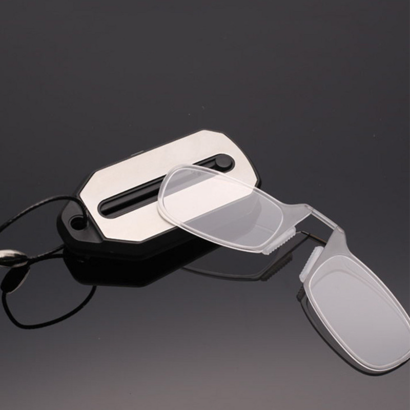 Gafas de lectura con Clip para la nariz para hombre y mujer, lentes de lectura plegables sin pierna, ultraligeras, minilentes portátiles para presbicia, llavero de + 1,0 a + 3,0