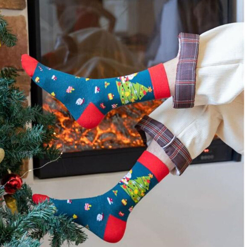 New Christmas Socks Women Funny 2023 Christmas Tree Snowflake Santa Claus Elk Snow Cotton Happy Socks Men New Year Sokken