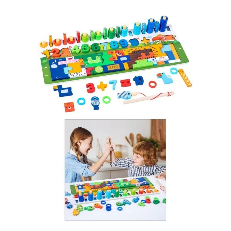 Деревянная игрушка для сортировки и укладки, математическая обучающая игрушка Монтессори для дошкольного обучения, деревянная игрушка-головоломка с цифрами, игра с сортировкой и подсчетом 1560
