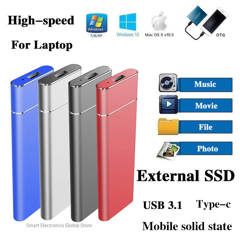 SSD External Hard Drive 2TB 1TB Mobile External HDD Storage Device Hard Drive Desktop Notebook Computer High Speed Flash Drive