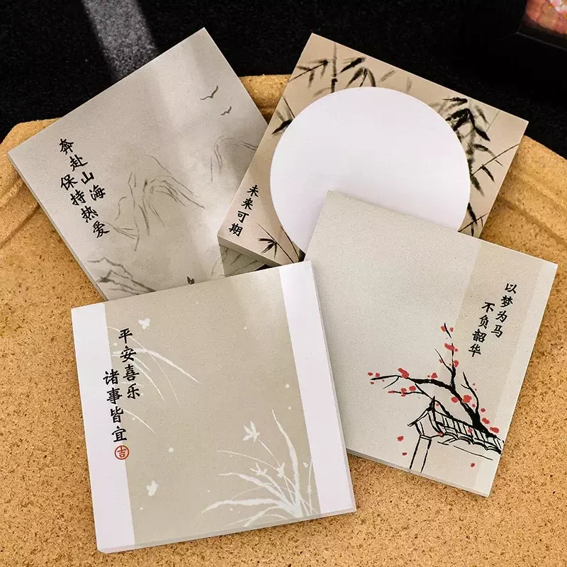 Estilo chinês Sticky Notes, Memorando do Estudante, Message Note Pad, N Times Stickers, Decoração, Escritório, Material de Estudo, Original, 50 Folhas