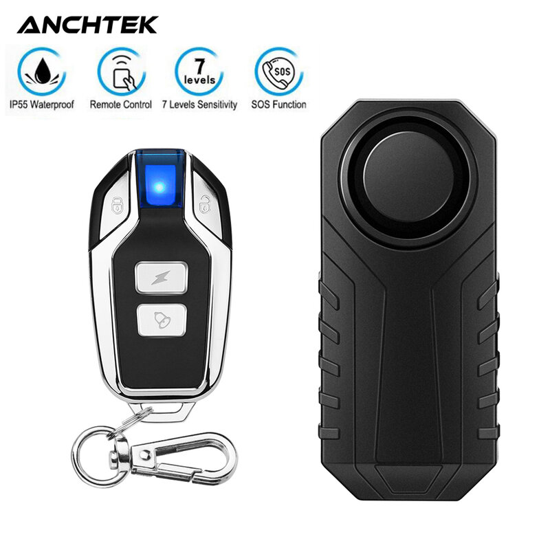 Anchtek-alarma antirrobo para Moto rcycle, Sensor de vibración de 113dB, resistente al agua, con control remoto