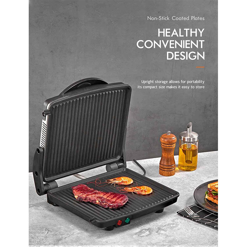 Non-Stick Coated Plates Opens 180 Degrees to Fit Any Type or Size of Food Stainless Steel Surface Removable Drip Tray 4 Slice