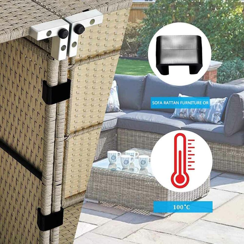 10 pçs ao ar livre pátio casa de vime clipes móveis jardim prático conectar sofá secional portátil preto cadeira rattan fixação