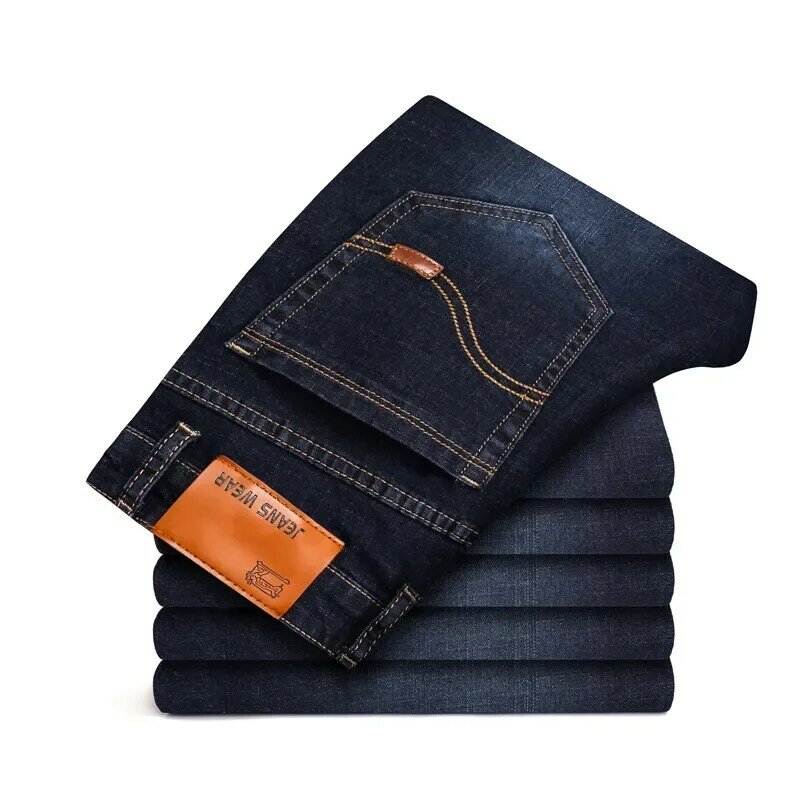 2022 nuovi Jeans elasticizzati da uomo jeans da uomo classici elasticizzati moda uomo comodi pantaloni lunghi in Denim dritti slim solidi