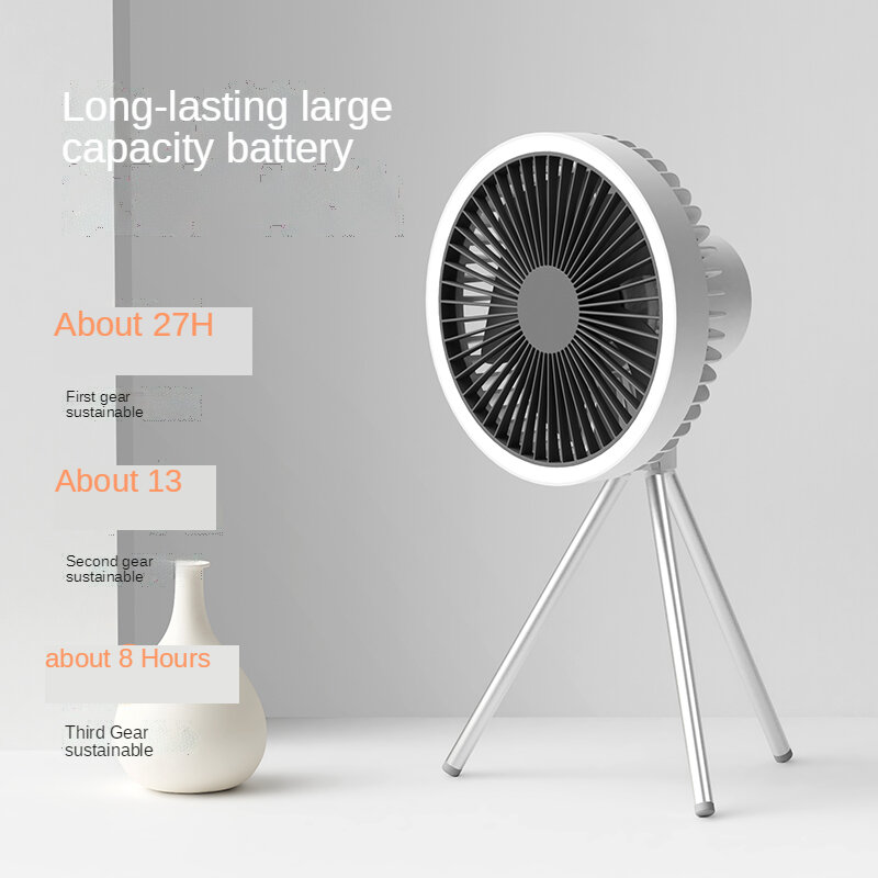 Ventilador de refrigeración de aire multifunción para el hogar, dispositivo con trípode de escritorio recargable por USB, con luz nocturna, para acampar al aire libre