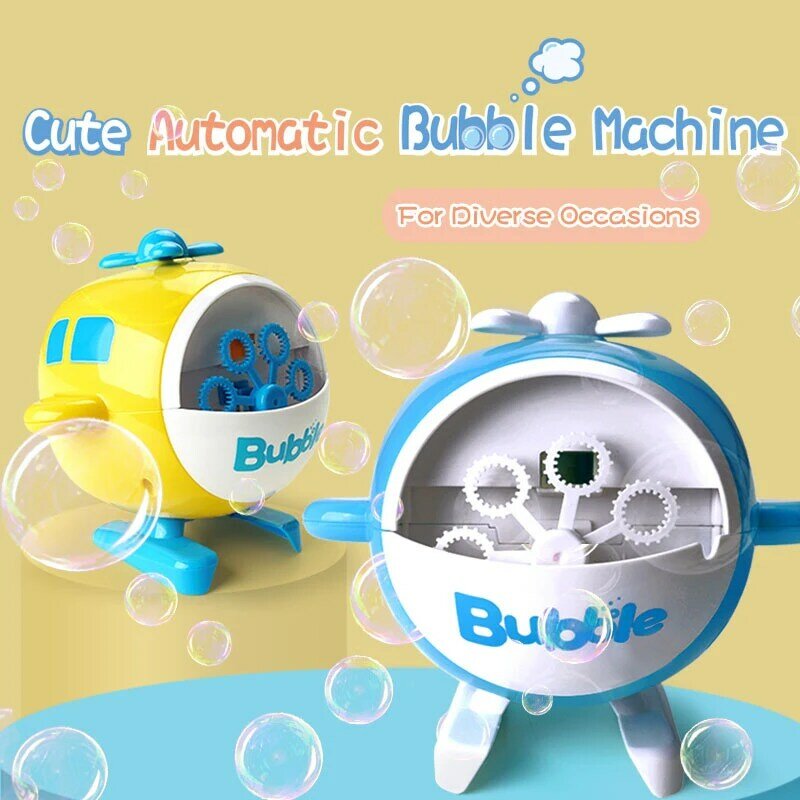 Máquina de bolha automática brinquedo elétrico bonito helicóptero design exterior para a festa aniversário do casamento ao ar livre supplybubble presente brinquedos