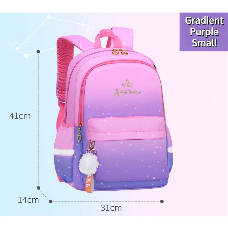 Gradient Primary Girl Princess Cute Sweet Backpacks New Children Grade 1-6 Students Large Capacity School Tutorial Bags Fashion