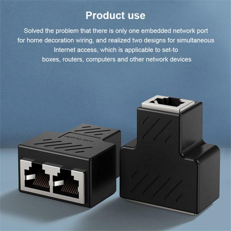 RYRA 1 To 2 Way RJ45 Female Splitter LAN Ethernet Network Cable Double Connector Adapter Ports For Laptop Docking Station Cable