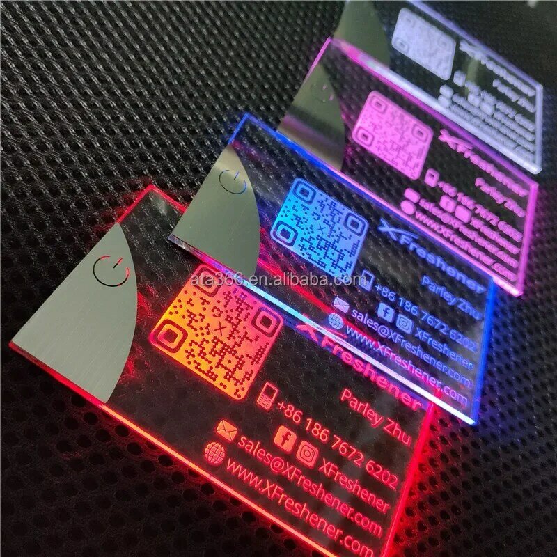 맞춤형 디자인 럭셔리 LED 아크릴 명함, 로고, 감사 카드, 중소 비즈니스용, 독특한 인쇄, 2 2022 신제품