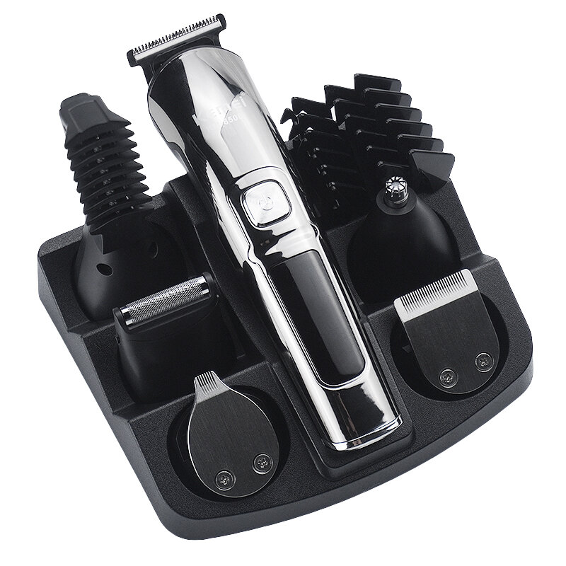 Kemei Multifunctional 6 In 1 Hair Clipper Barber Beard Trimmer for Men with Carbon Steel Cutter Head Waterproof Haircut Machine