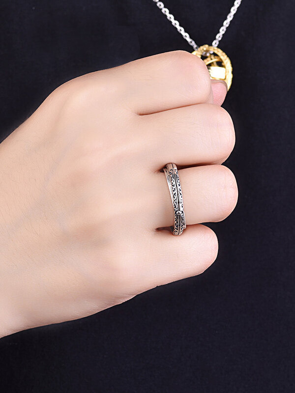 Astronomical ball ring retro turned into a cosmic celestial spherical sterling silver male and female couple magic ring ring