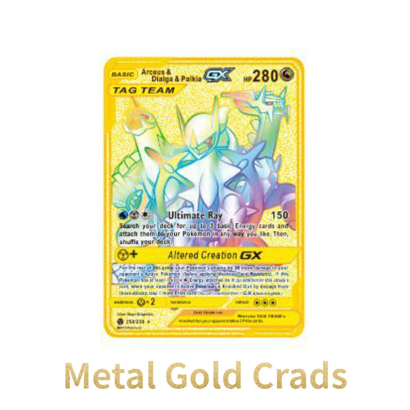 Cartas de Anime Pokémon Inglês, Pikachu, Charizard, Arceus, Shining Rainbow, Cartões de Coleção Metal Gold, Gx, Vmax, Treinador Batalha, Original