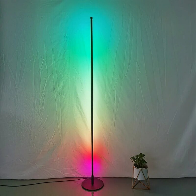 Modern LED Corner Lamp Floor RGB Colorful Floor Table Light with Remote Control Dimmable Standing Lamp Club Room Home Decoration