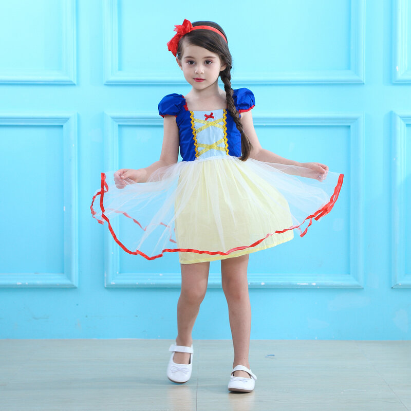 Fancy Snow White Princess Dress Christmas Costume Halloween Cosplay Dress up Baby Girl Clothes Birthday Party Kids Dresses