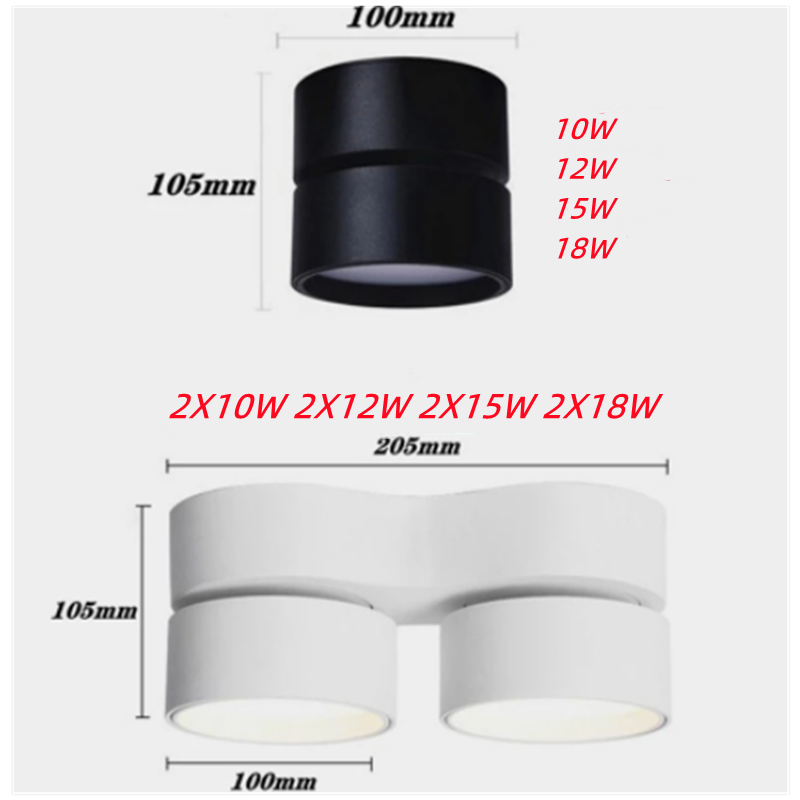 Luz descendente LED regulable y plegable para interiores, foco de luz de techo con rotación de 360 °, 10W, 12W, 15W, 18W, COB, AC85 ~ 265V