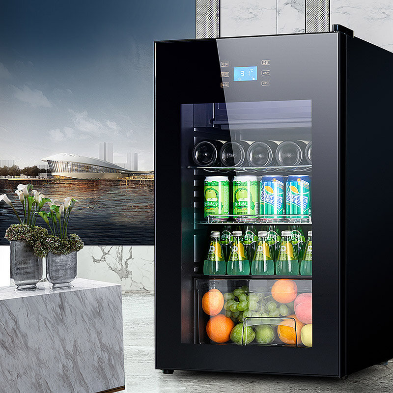Odino Beverage Cooler Refrigerator - 95L Capacity Freestanding and Built-in with Glass Door Drink Fridge for Kitchen Bar Office