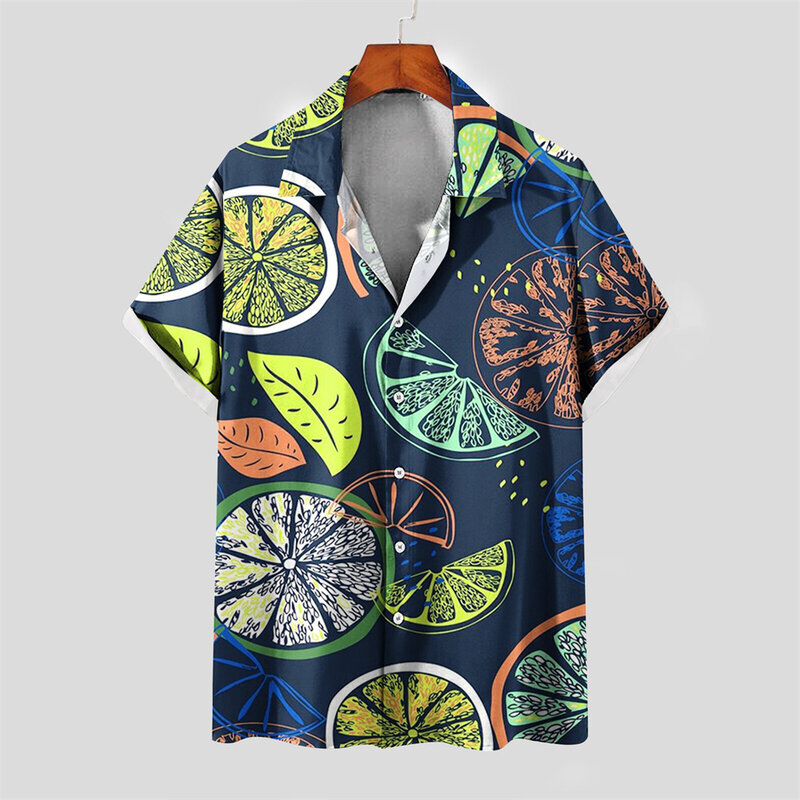 2023 American style Summer Street Fashion Print Shirt Hawaii's new personalized men's casual shirt short-sleeved lapel top S-8XL