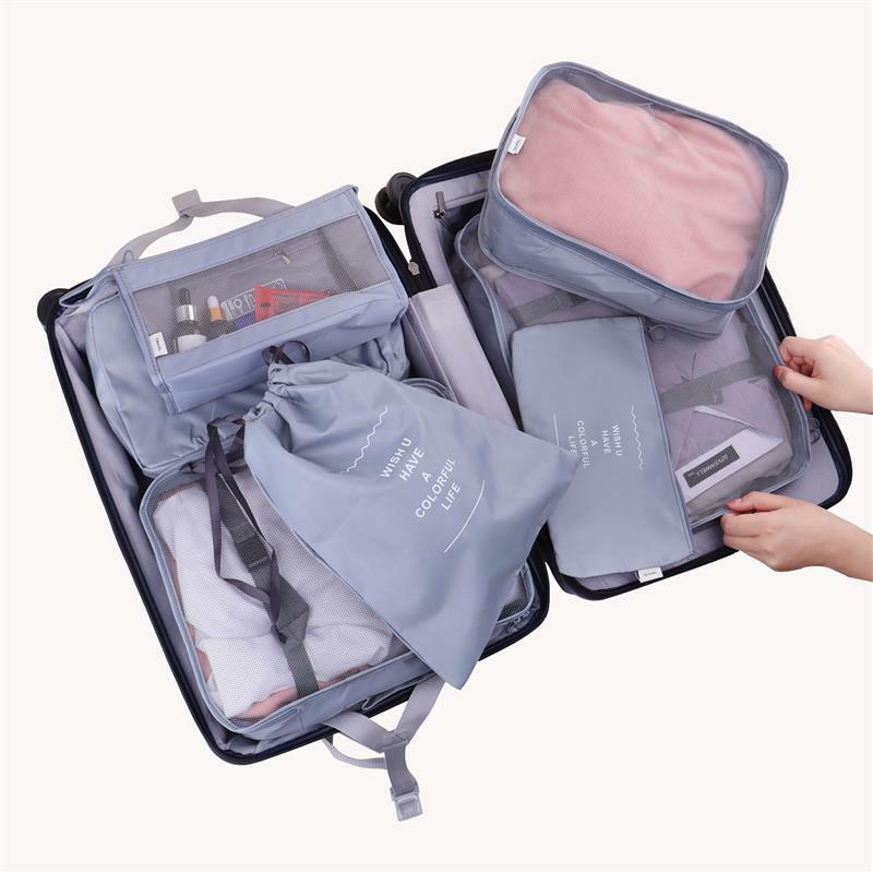 8/6ชิ้นชุด Travel Organizer กระเป๋าเก็บกระเป๋าเดินทางบรรจุชุดกรณีเก็บกระเป๋าเดินทางแบบพกพาผ้ารองเท้...