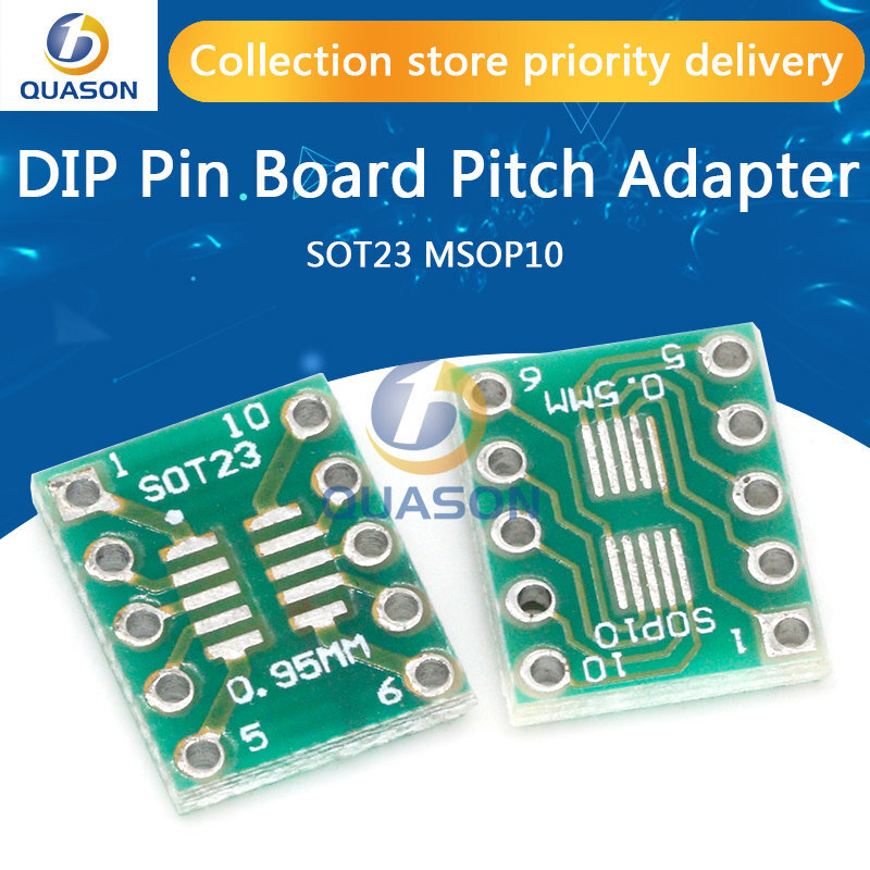 SOT23 MSOP10 to DIP 전송 보드 DIP 핀 보드 피치 어댑터, 10pcs