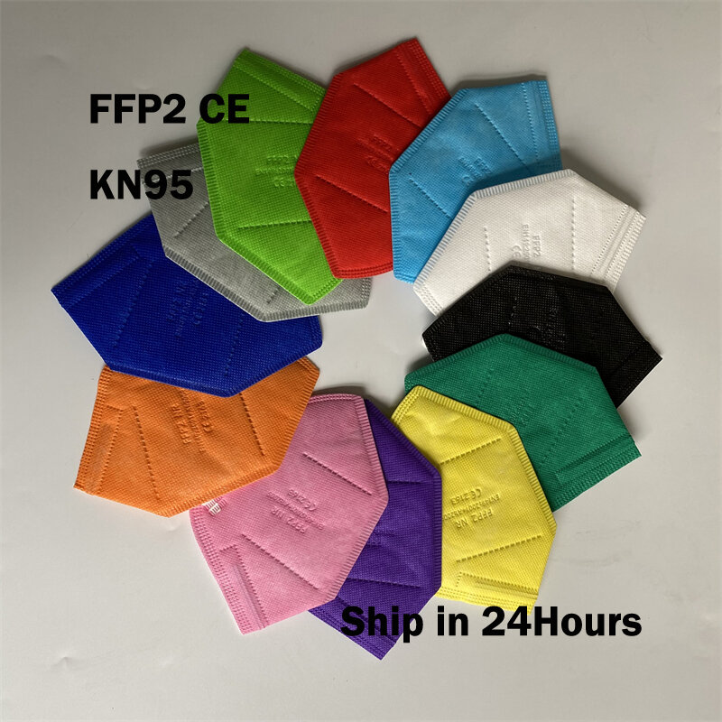 Masques colorés certifiés Kn95 ffp2, lot de 10 à 200 pièces, protection respiratoire, pour adultes